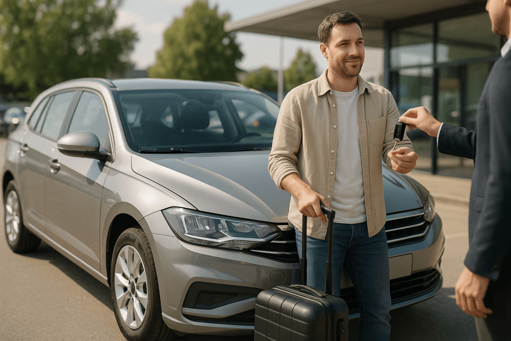 illustration af lej bil