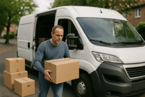 illustration af lej en flyttebil